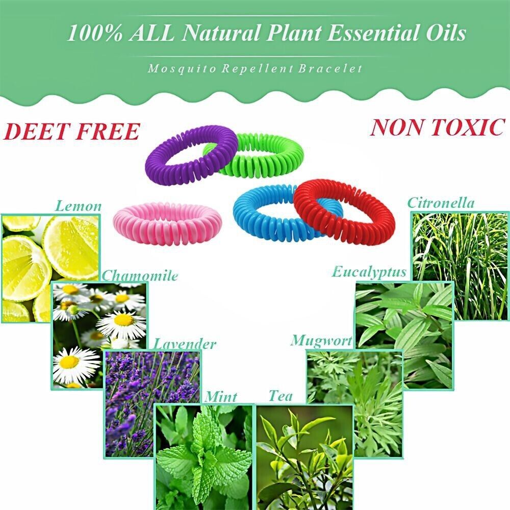 24 Pack Anti Bug Insect Pest Repellent Bracelet Wrist Band Natural