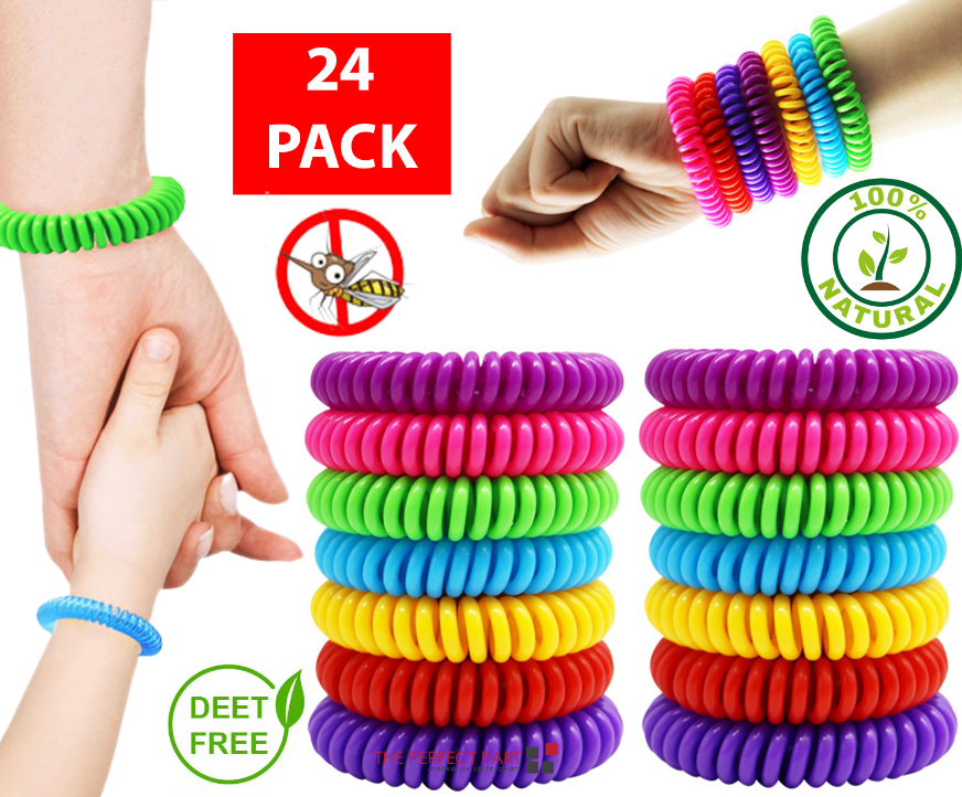 24 Pack Anti Bug Insect Pest Repellent Bracelet Wrist Band Natural