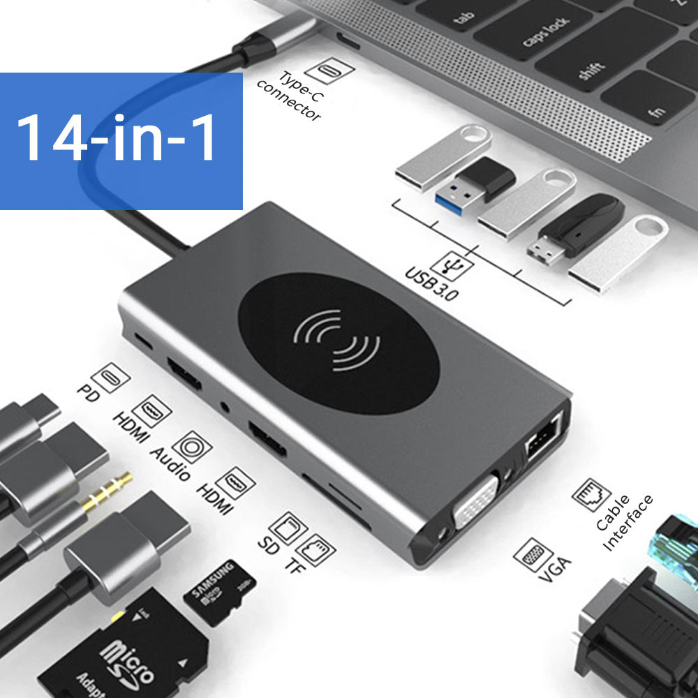 USB-C laptop hub docking adapter