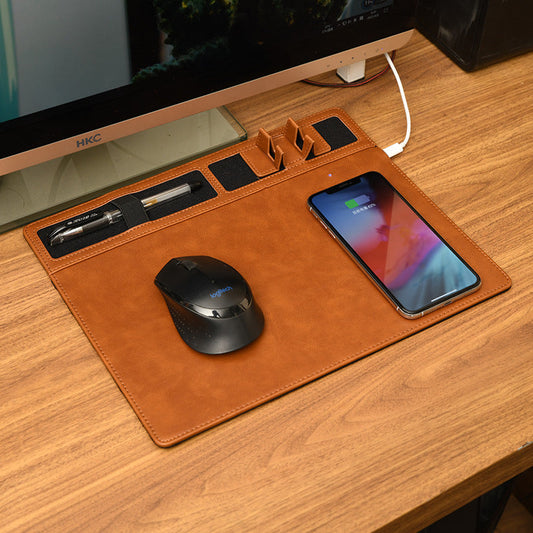 Versatile Smart Cordless Charging Mouse Mat Featuring Phone Stand