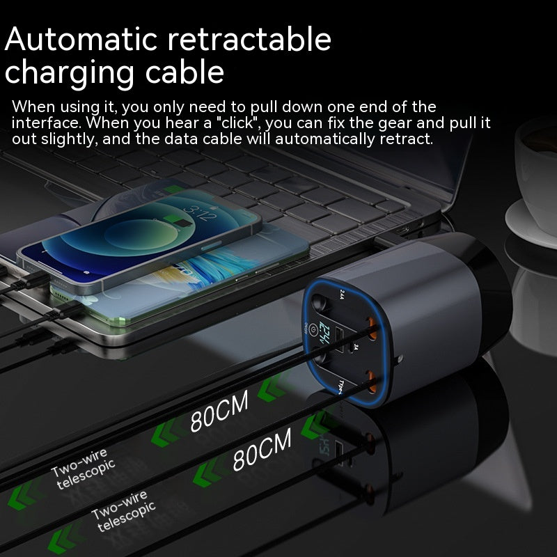 Portable Auto Adapter Includes Dual Bendable Cables