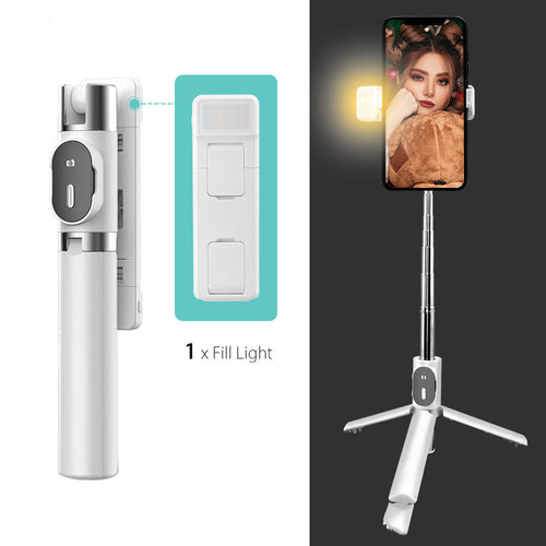 Universal with iOS, Wireless LED Selfie Stick with Built-in Stand for