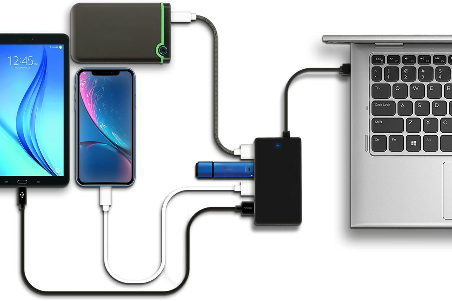 4-Port USB 2.0 Hub Splitter for PC Laptop Fast Data Transfer