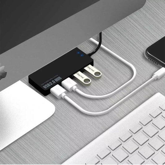 4-Port USB 2.0 Hub Splitter for PC Laptop Fast Data Transfer