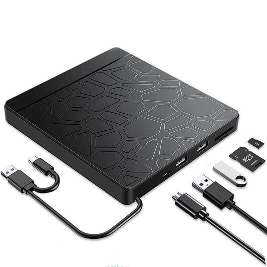 6-in-1 Versatile Portable DVD Writer Laptop Burner USB External