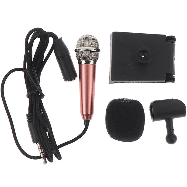 Compact 3.5mm Stereo Recording Mic for Karaoke Mini Mic