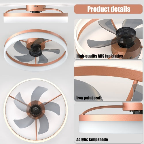 Ceiling Fan With Light Dimmable LED Recessed Mount Slim Modern Ceiling
