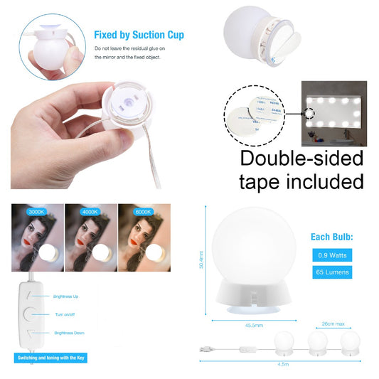 Vanity Mirror LED Lights,10 bulbs.10ft.