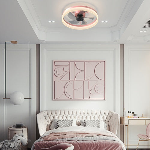Ceiling Fan With Light Dimmable LED Recessed Mount Slim Modern Ceiling