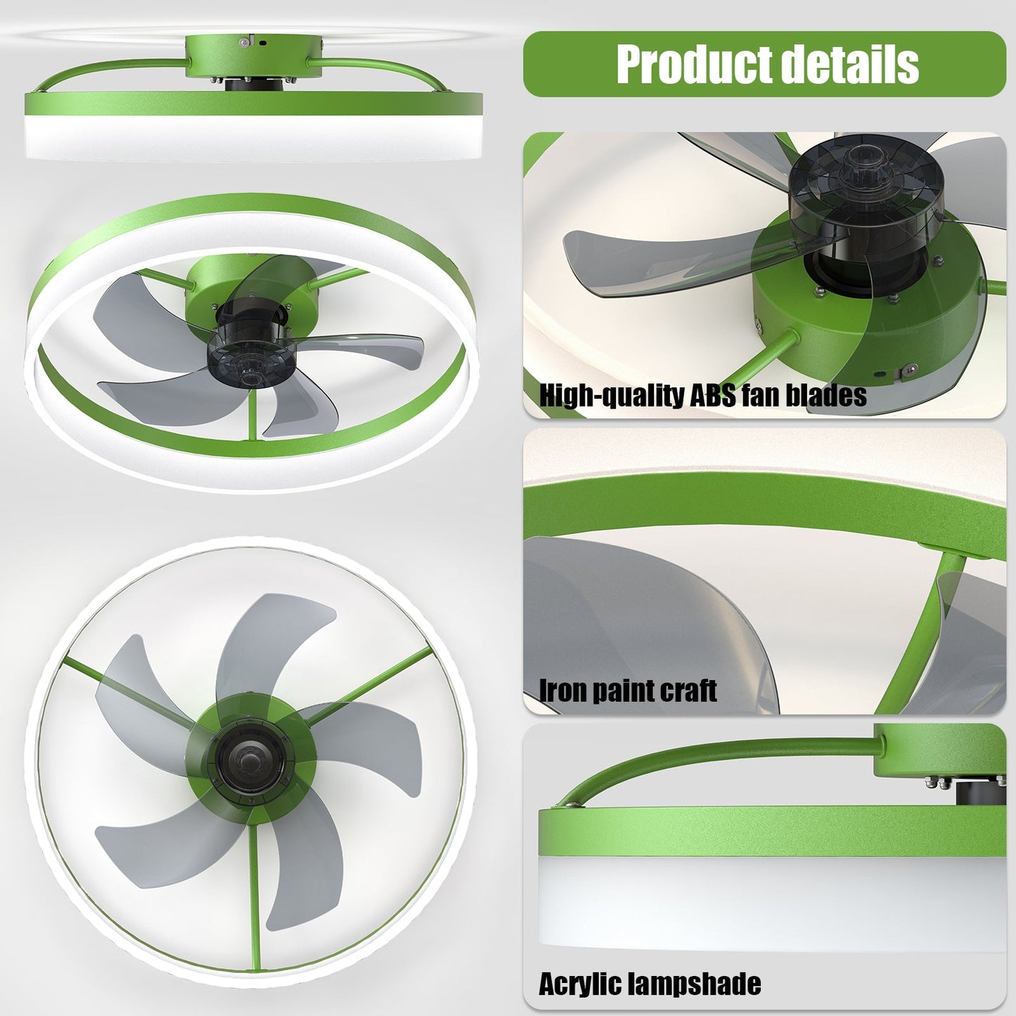 Ceiling Fans with Lights Dimmable LED Embedded installation of thin