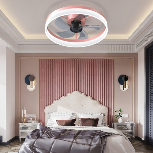 Ceiling Fan With Light Dimmable LED Recessed Mount Slim Modern Ceiling