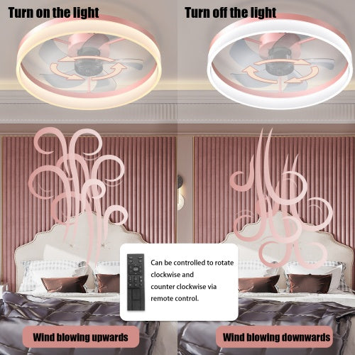 Ceiling Fan With Light Dimmable LED Recessed Mount Slim Modern Ceiling
