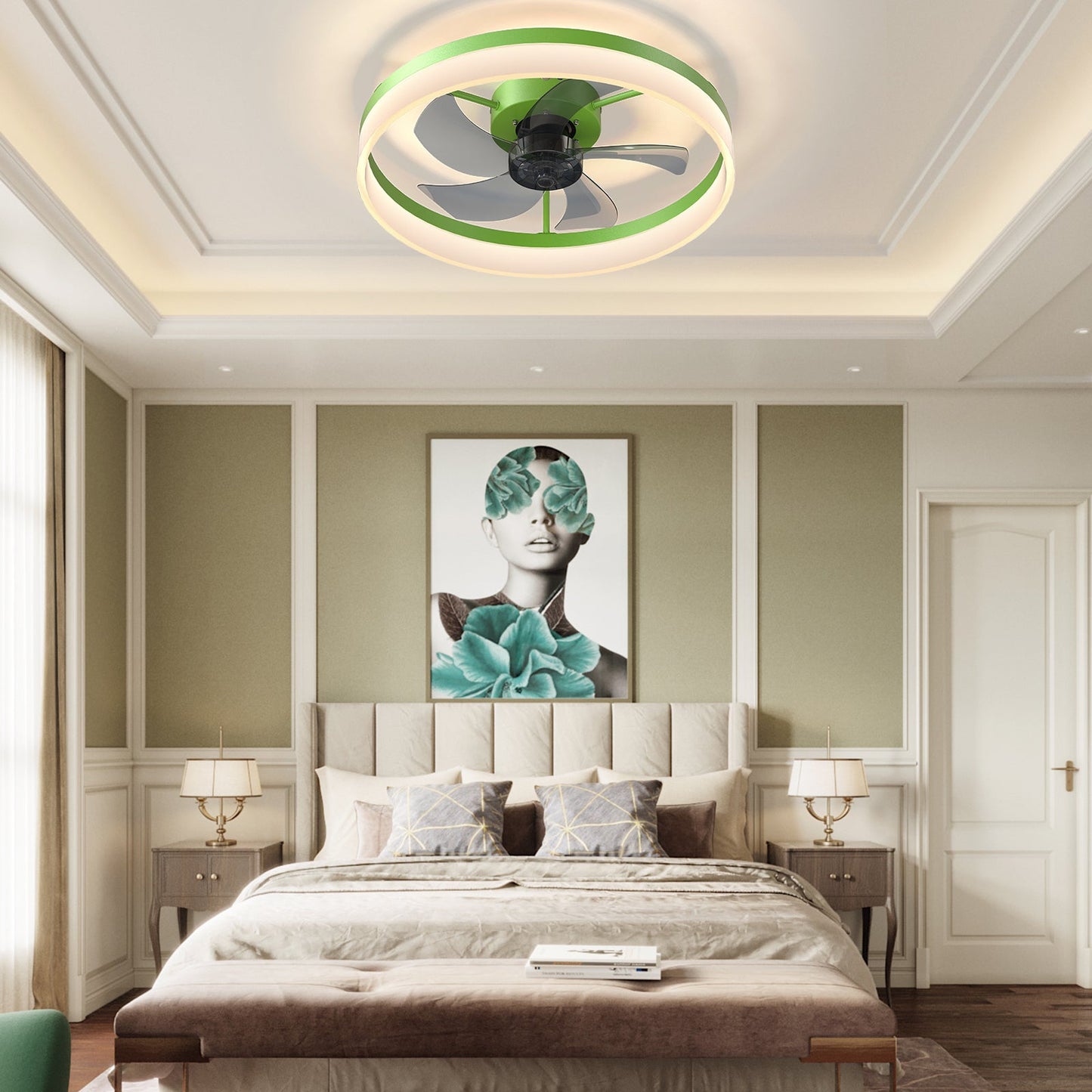 Ceiling Fans with Lights Dimmable LED Embedded installation of thin