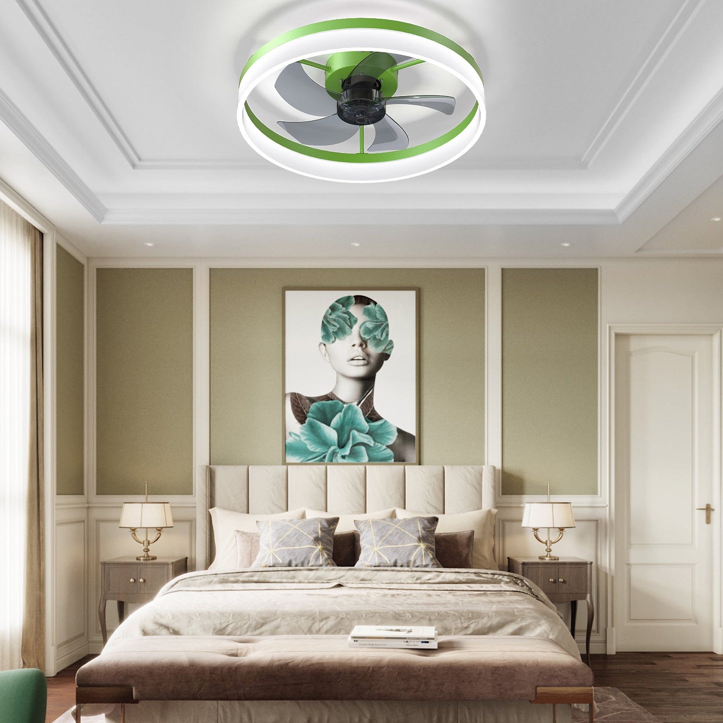 Ceiling Fans with Lights Dimmable LED Embedded installation of thin