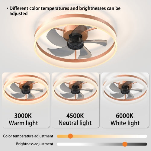 Ceiling Fan With Light Dimmable LED Recessed Mount Slim Modern Ceiling