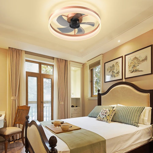 Ceiling Fan With Light Dimmable LED Recessed Mount Slim Modern Ceiling