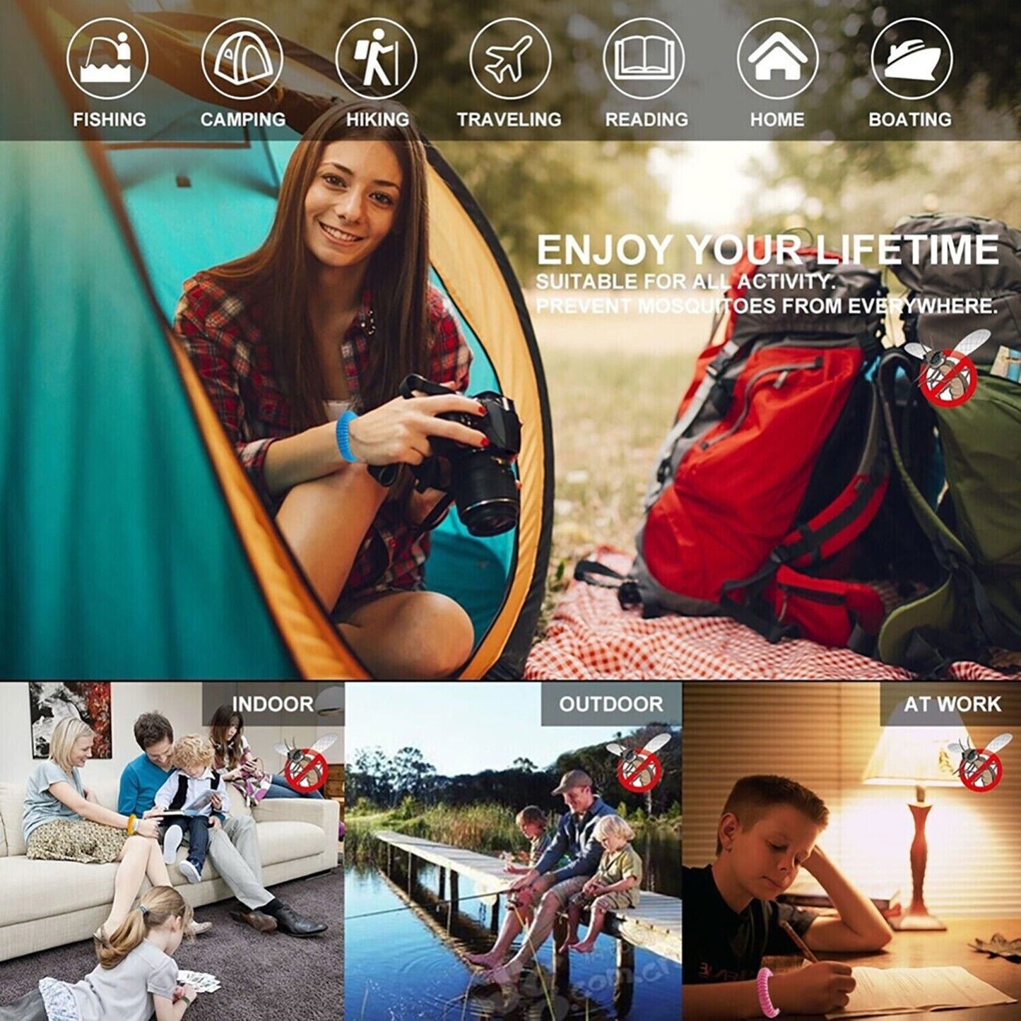 24 Pack Anti Bug Insect Pest Repellent Bracelet Wrist Band Natural