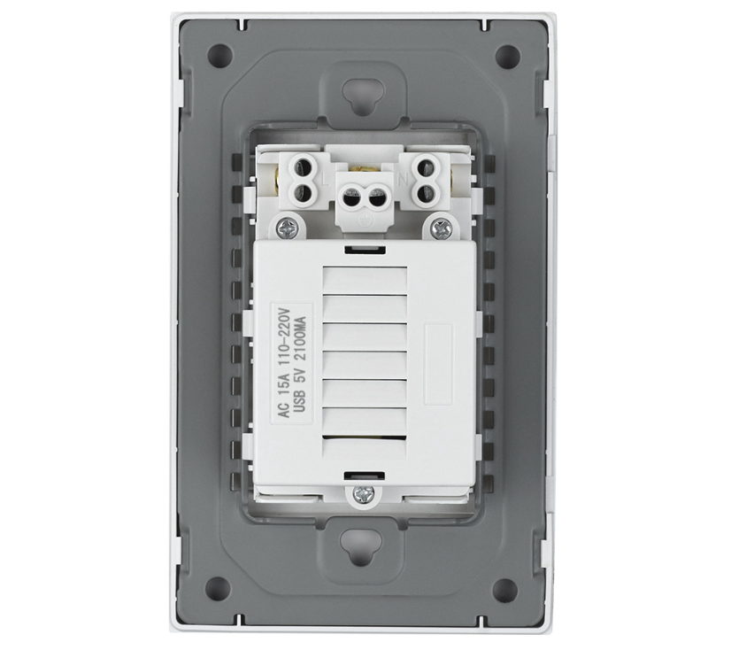 Dual USB Wall Outlet Port 15A Power Socket Charger AC Receptacle Plate