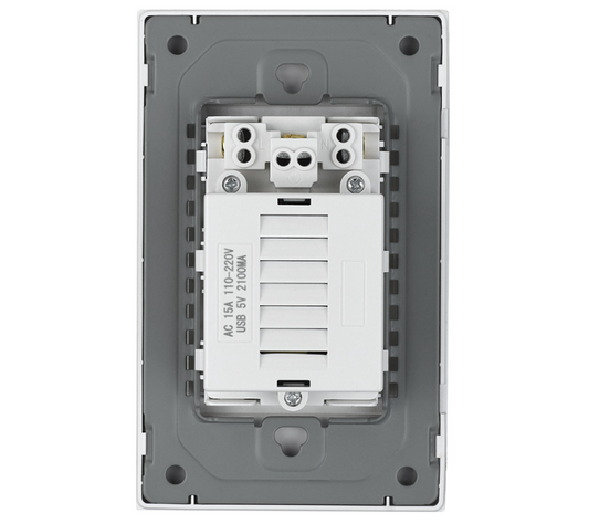 Dual USB Wall Outlet Port 15A Power Socket Charger AC Receptacle Plate