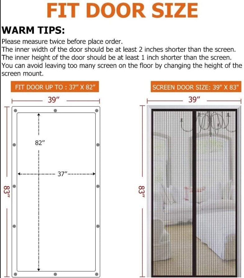 Magnetic Screen Door Mesh Curtain Durable Heavy Duty Mosquito Net Bug