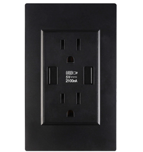 Dual USB Wall Outlet Port 15A Power Socket Charger AC Receptacle Plate