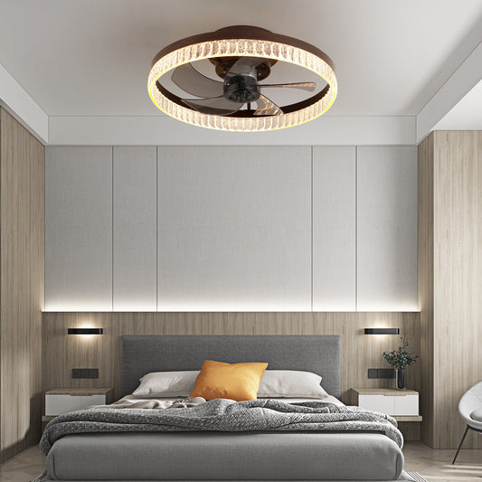 Ceiling Fans with Lights, Minimalist Ring Led Chandelier Fan with