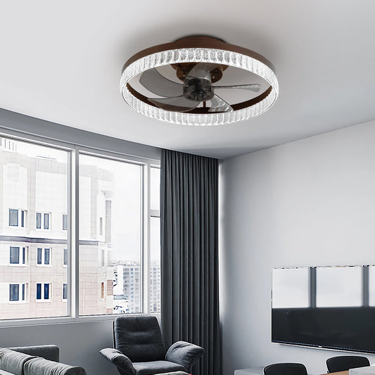 Ceiling Fans with Lights, Minimalist Ring Led Chandelier Fan with