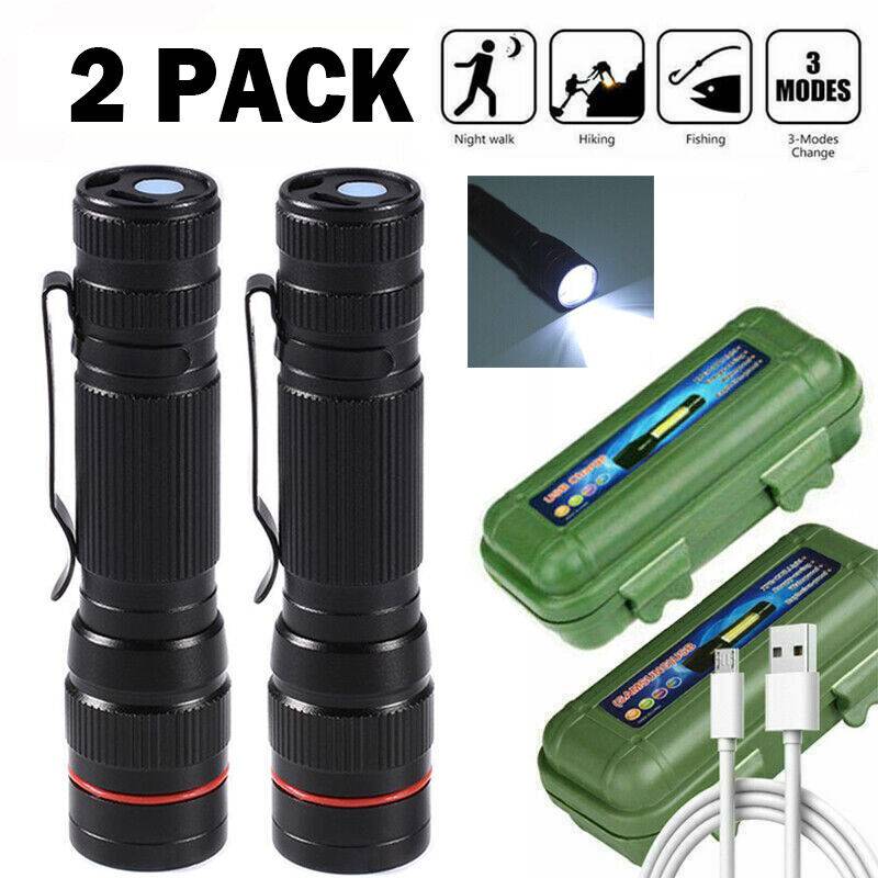 Rechargeable LED Torch with 3 Modes Zoomable Light USB Charging Gift