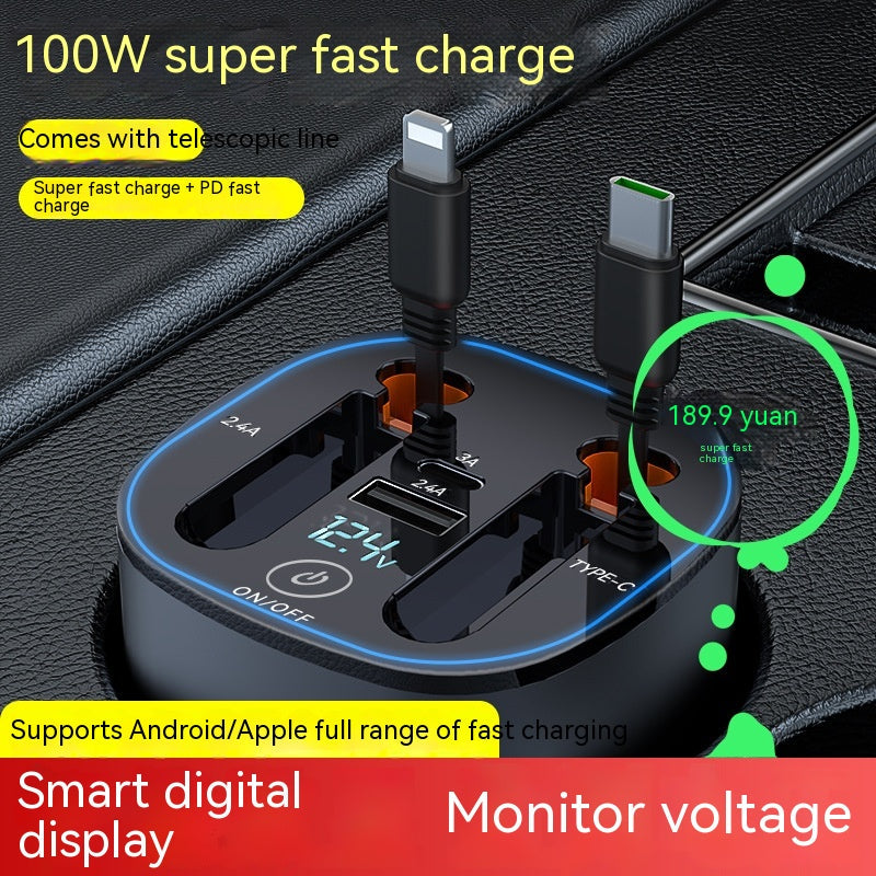 Portable Auto Adapter Includes Dual Bendable Cables