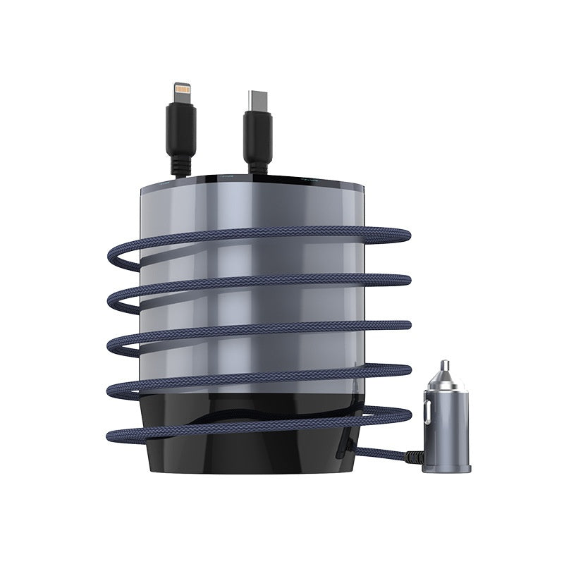 Portable Auto Adapter Includes Dual Bendable Cables