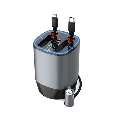 Portable Auto Adapter Includes Dual Bendable Cables