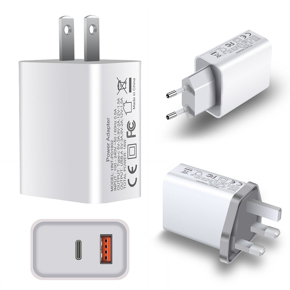 18W Quick Charge PD USB-C Dual Port Adapter Compatible with iPhone 12