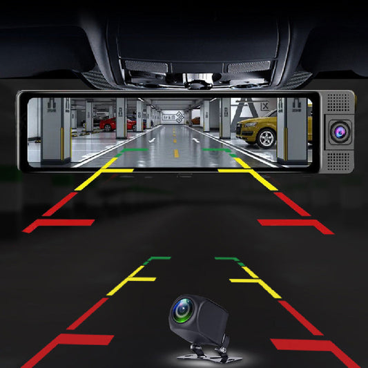 12-inch Triple Camera Car Dash Cam 2K HD Mirror Recorder Voice Command