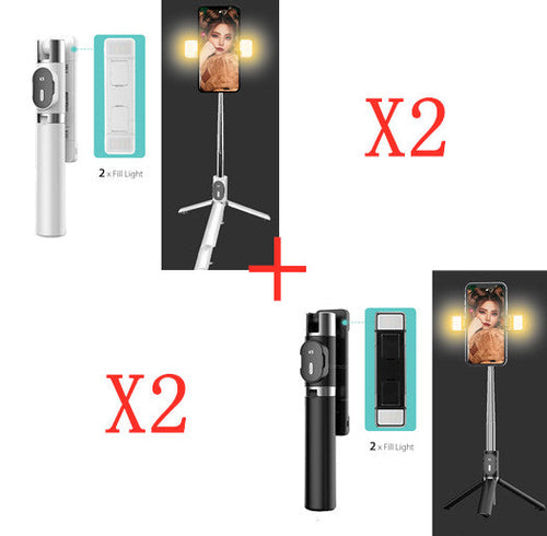 Universal with iOS, Wireless LED Selfie Stick with Built-in Stand for