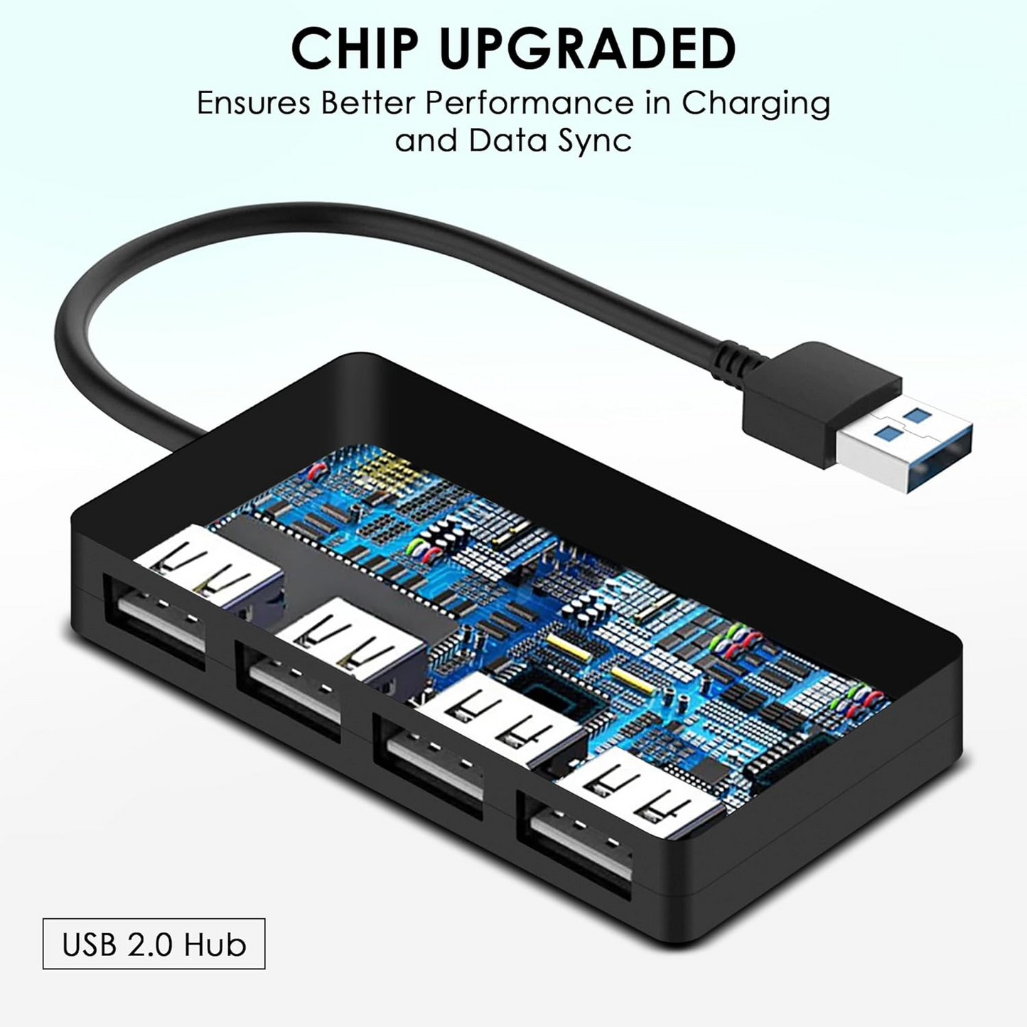 4-Port USB 2.0 Hub Splitter for PC Laptop Fast Data Transfer