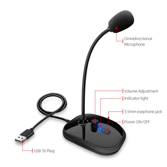 Flexible PC Mic USB Audio Adapter Display