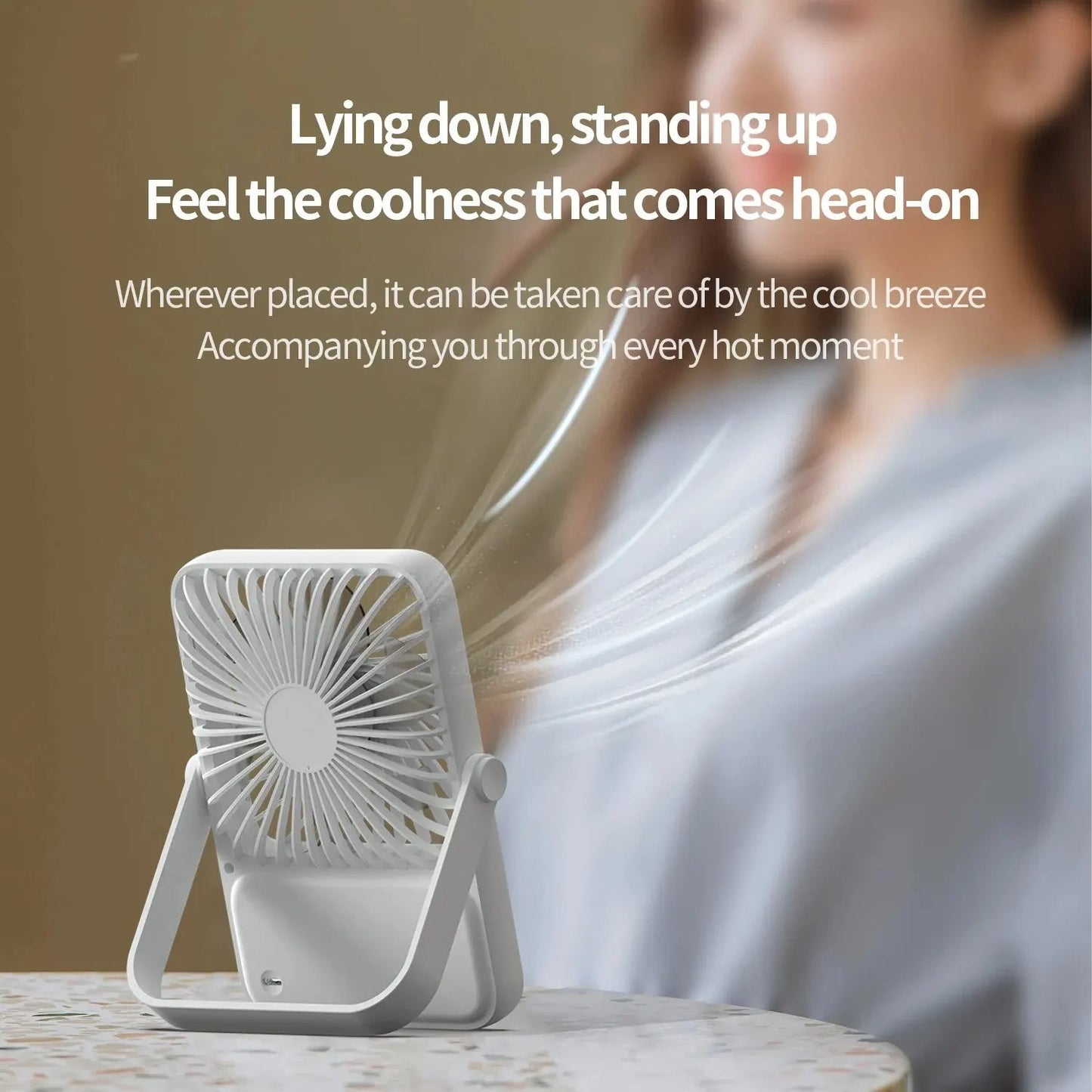 Compact Desktop Fan Wall-Mounted Mini Portable Rechargeable 1200mAh