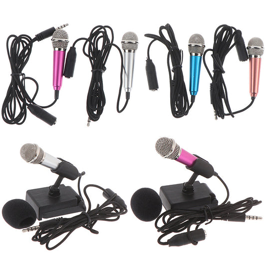Compact 3.5mm Stereo Recording Mic for Karaoke Mini Mic