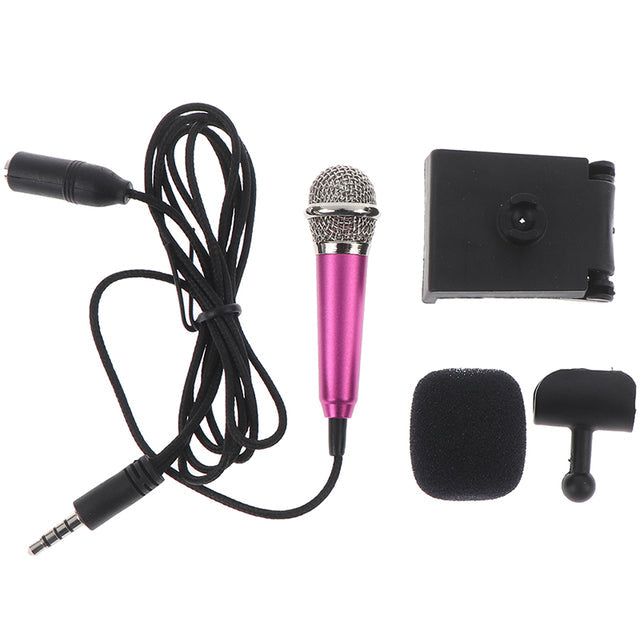 Compact 3.5mm Stereo Recording Mic for Karaoke Mini Mic