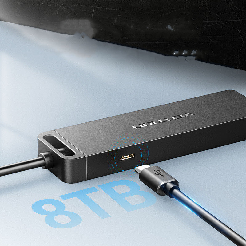 Multi-Port USB 2.0 Hub with Micro Power Adapter Black 0.5M Cable