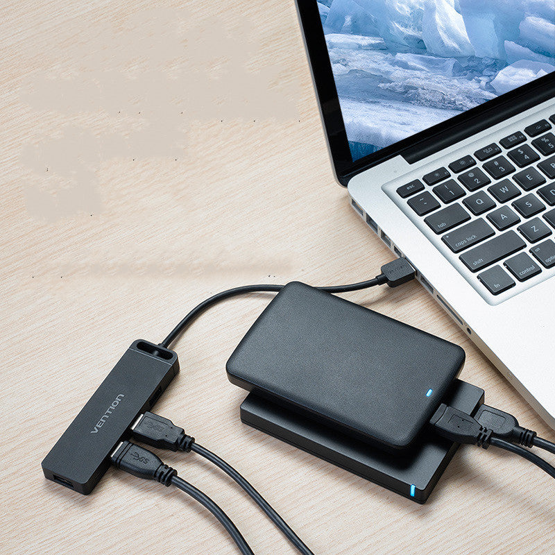 Multi-Port USB 2.0 Hub with Micro Power Adapter Black 0.5M Cable
