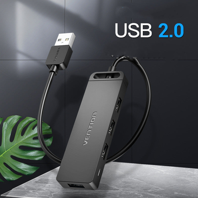 Multi-Port USB 2.0 Hub with Micro Power Adapter Black 0.5M Cable