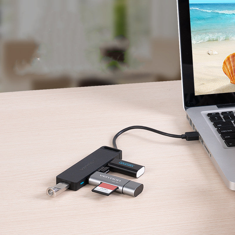 Multi-Port USB 2.0 Hub with Micro Power Adapter Black 0.5M Cable