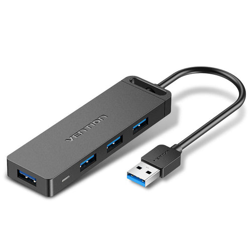 Multi-Port USB 2.0 Hub with Micro Power Adapter Black 0.5M Cable