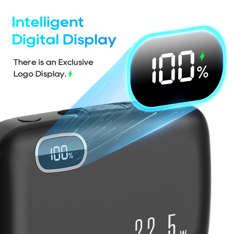 22.5W Quick Charge Digital Screen Portable Battery Pack with Wire