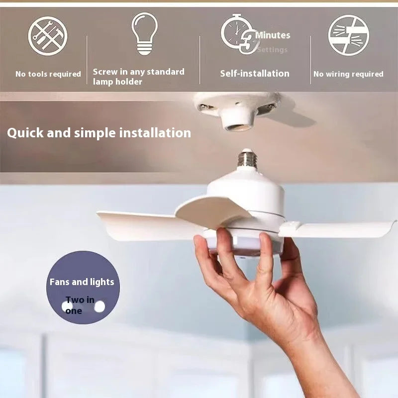 Ceiling Fan Led Light Socket Fan With Smart Remote Control 1000Lm