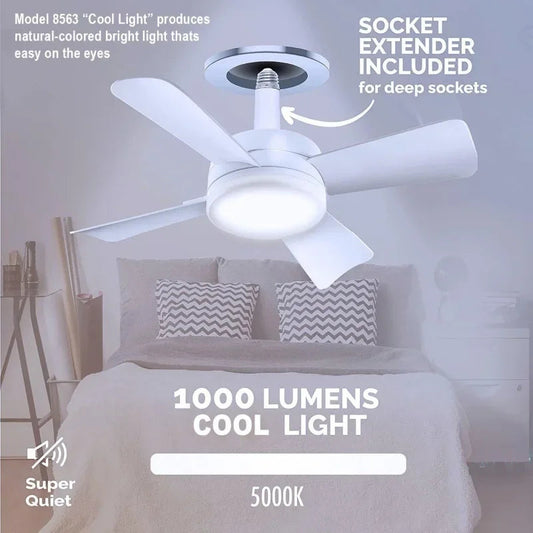 Ceiling Fan Led Light Socket Fan With Smart Remote Control 1000Lm