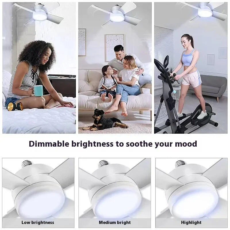 Ceiling Fan Led Light Socket Fan With Smart Remote Control 1000Lm