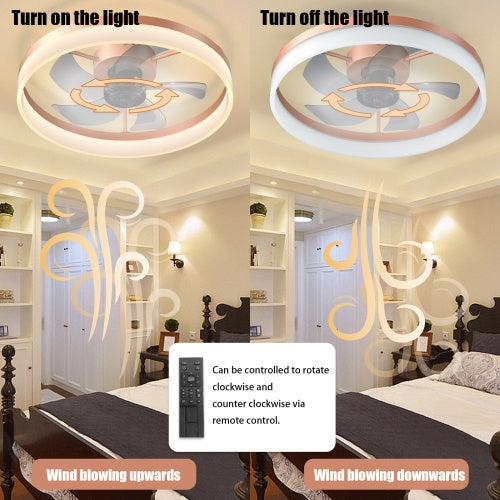 Ceiling Fan With Light Dimmable LED Recessed Mount Slim Modern Ceiling