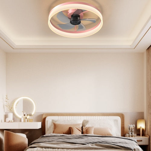 Ceiling Fan With Light Dimmable LED Recessed Mount Slim Modern Ceiling